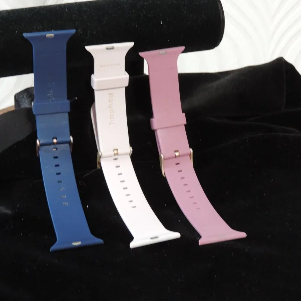 HEYDAY Three (3) Silicone Smartwatch bands Navy Pink Lavender